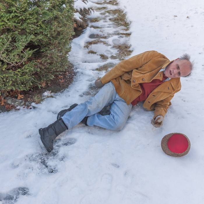 Man Slips And Falls On Private Property Ice Snow