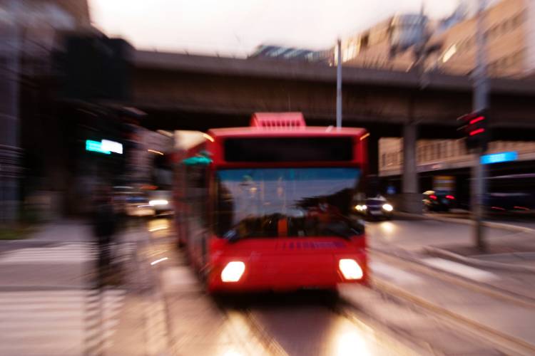 Speeding Bus Accident On City Street